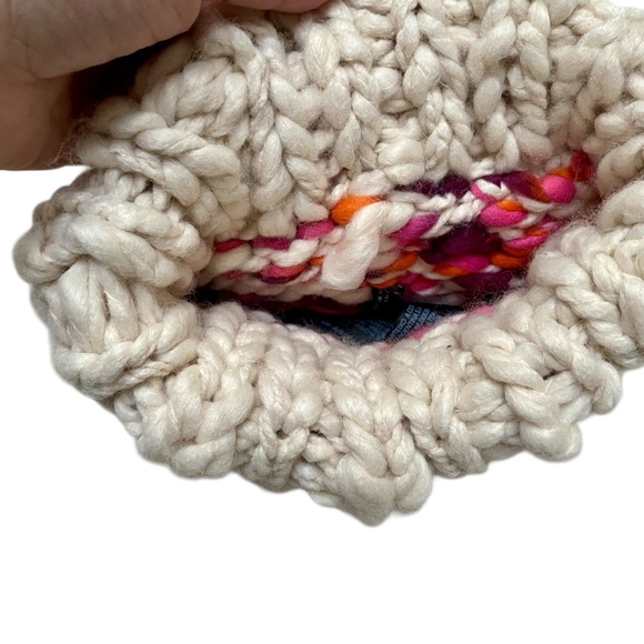 Zara Chunky Knit Pom Pom Beanie Multicolor Winter Hat Medium - Picture 6 of 8